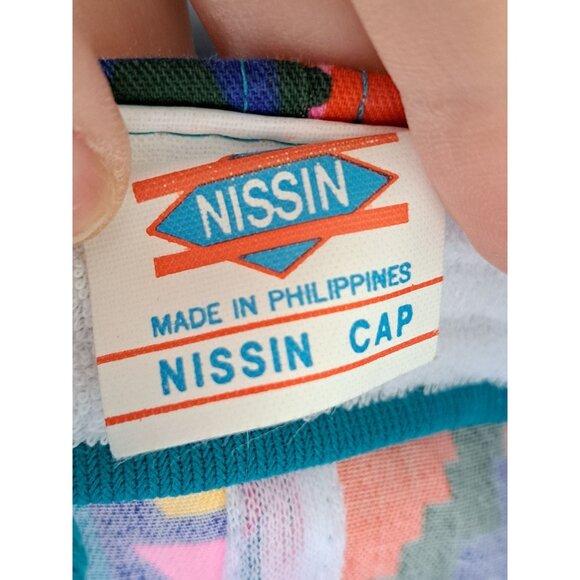 Vintage 90s Nissin Snapback Rope Hat Aztec Colorful Adjust Skater Streetwear Cap - Picture 4 of 7